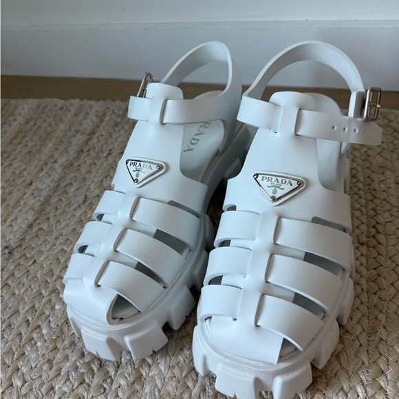 Prada White Fisherman Sandals - Picture 1 of 12
